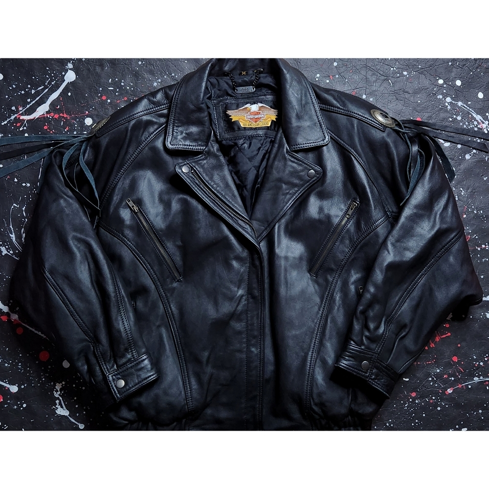 Harley-Davidson women's vintage western - style distressed leather moto jacket M